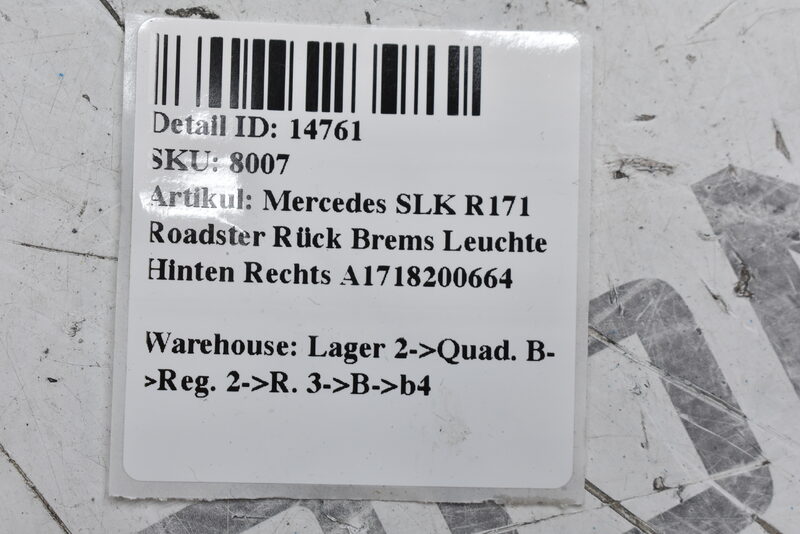Mercedes SLK R171  Roadster Rück Brems Leuchte Hinten Rechts A1718200664 Bild 3