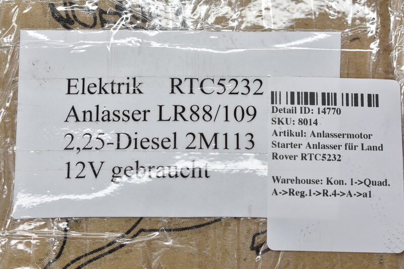 Anlassermotor  Starter Anlasser für Land Rover RTC5232 Bild 4