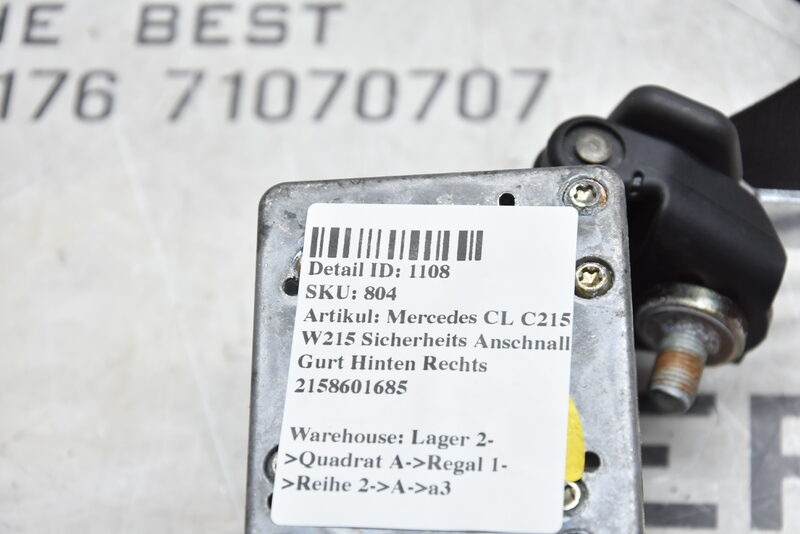 Mercedes CL C215 W215 Sicherheits Anschnall Gurt Hinten Rechts 2158601685 Bild 3