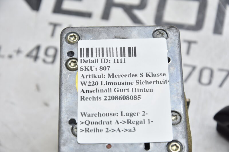Mercedes S Klasse W220  Limo Sicherheits Anschnall Gurt Hinten Rechts 2208608085 Bild 3