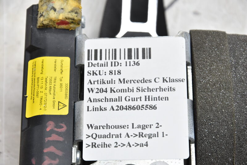 Mercedes C Klasse W204 Mopf Sicherheits Anschnall Gurt Hinten Links A2048605586 Bild 3