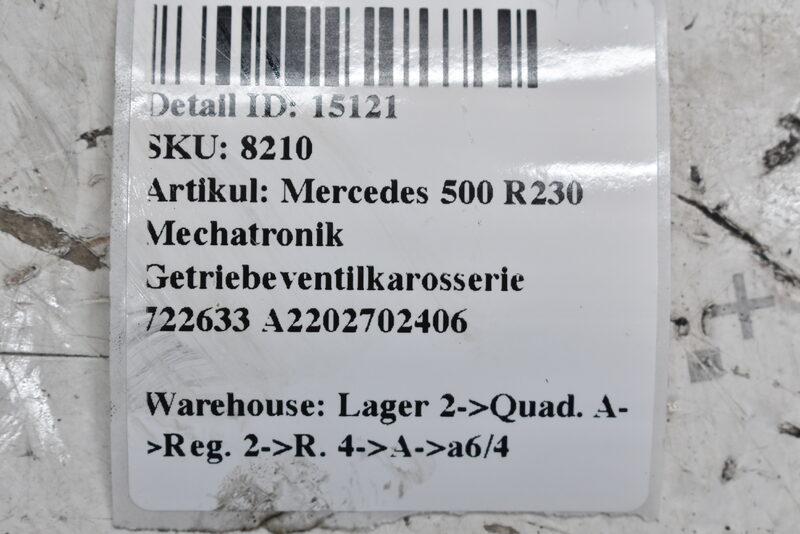 Mercedes 500 R230 Mechatronik Getriebeventilkarosserie 722633 A2202702406 Bild 5