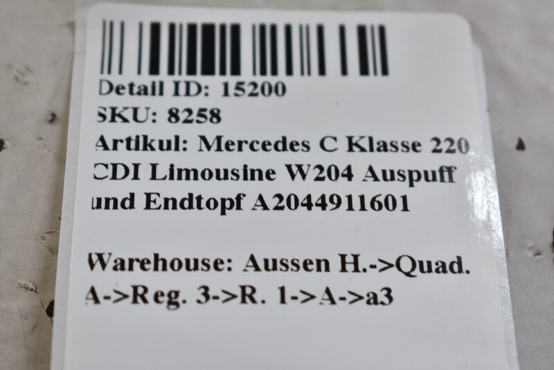 Mercedes C Klasse 220 CDI Limousine W204 Auspuff und Endtopf A2044911601 Bild 6