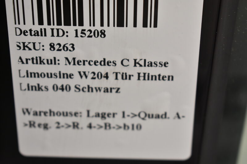 Mercedes C Klasse Limousine W204  Tür Hinten Links 040 Schwarz Bild 8