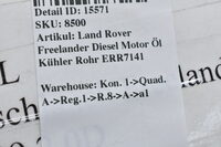 Land Rover Freelander  Diesel Motor Öl Kühler Rohr ERR7141 Bild 6