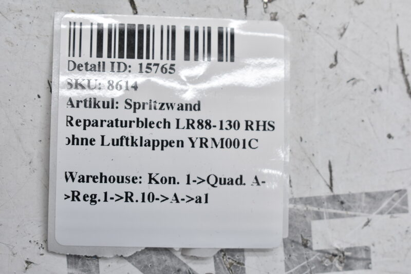 Spritzwand  Reparaturblech LR88-130 RHS ohne Luftklappen YRM001C Bild 6