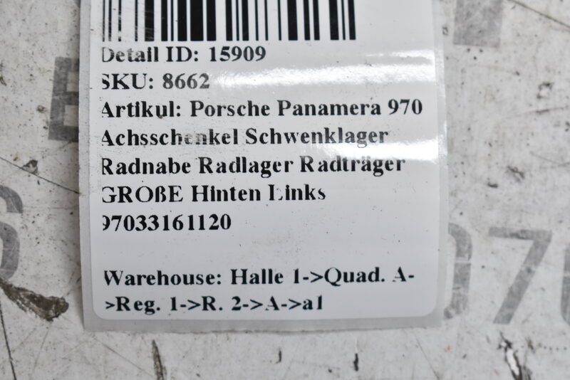 Porsche Panamera 970  Achsschenkel Schwenklager Radnabe Hinten Links 97033161120 Bild 5
