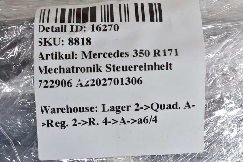 Mercedes 350 R171  Mechatronik Steuereinheit 722906 A2202701306 Bild 6