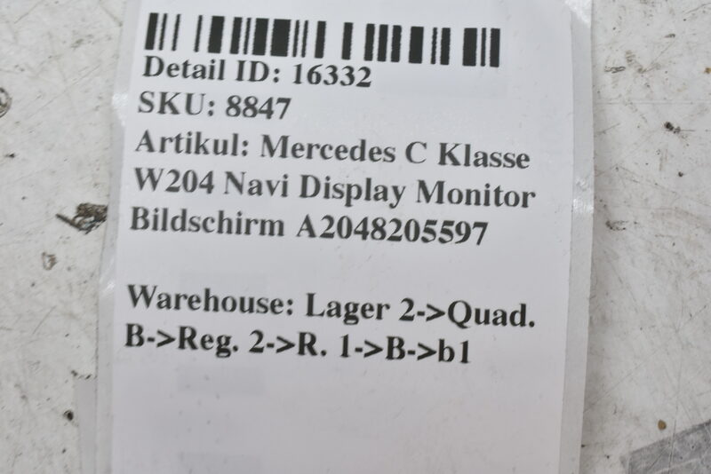 Mercedes C Klasse W204 Navi Display Monitor Bildschirm A2048205597 Bild 8