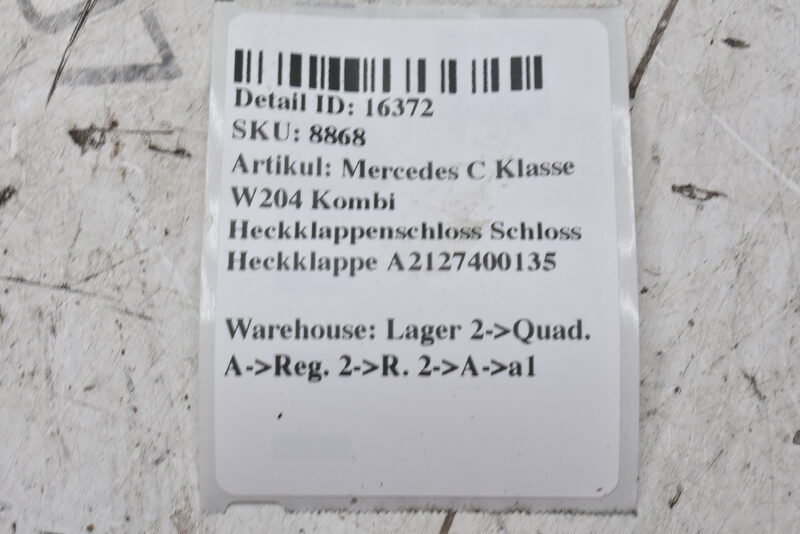 Mercedes C Klasse W204 Kombi Heckklappenschloss Schloss Heckklappe A2127400135 Bild 5