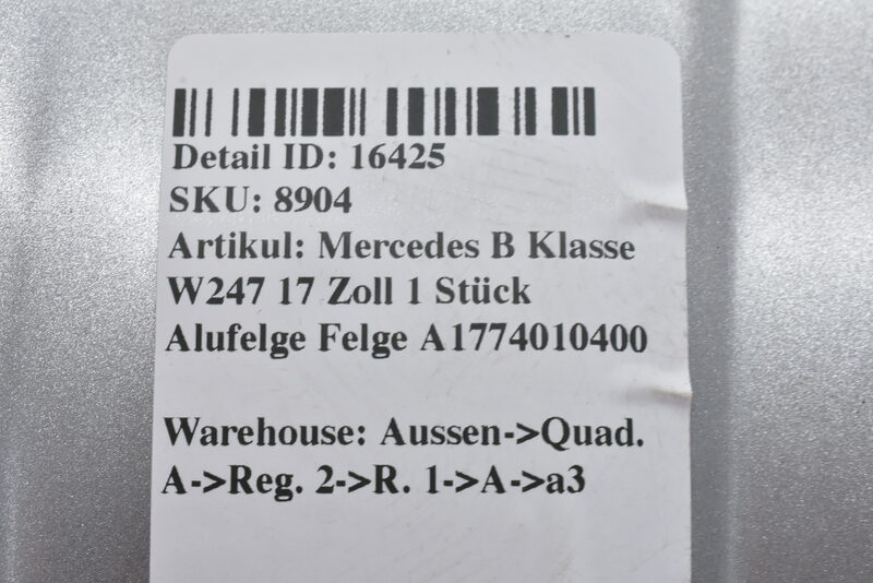Mercedes B Klasse W247 17 Zoll 1 Stück Alufelge Felge A1774010400 Bild 7