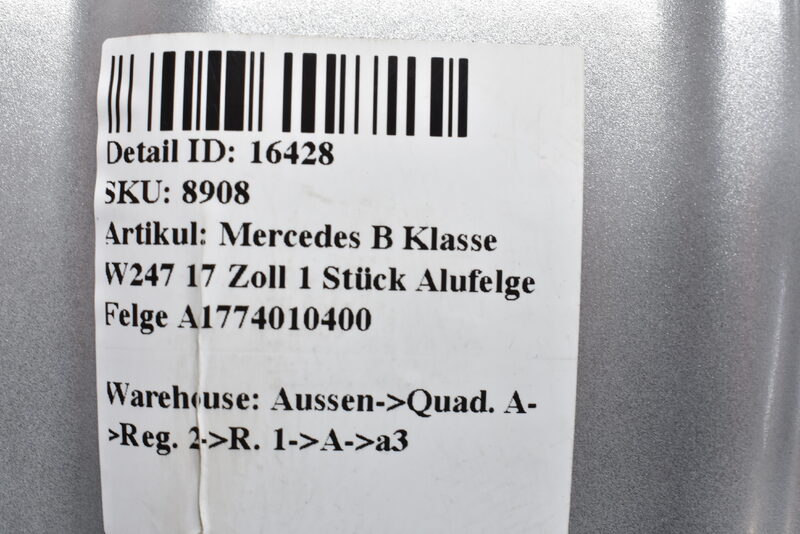 Mercedes B Klasse W247 17 Zoll 1 Stück Alufelge Felge A1774010400 Bild 9