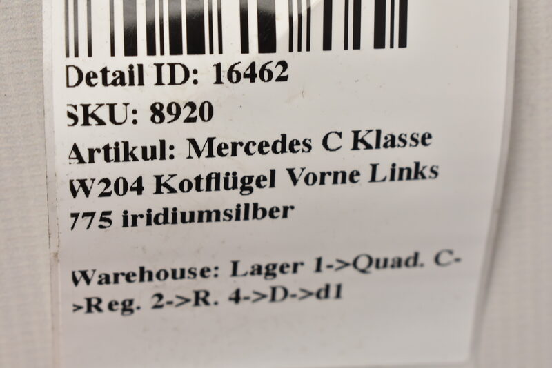 Mercedes C Klasse W204  Kotflügel Vorne Links 775 iridiumsilber Bild 6