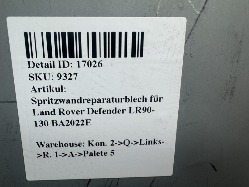 Spritzwandreparaturblech für Land Rover Defender LR90-130 BA2022E Bild 5