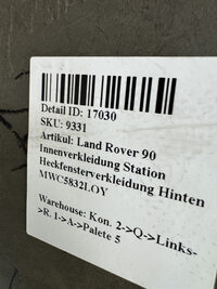 Land Rover 90 Innenverkleidung Heckfensterverkleidung Hinten Rechts MWC5832LOY Bild 6