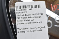 BMW 5er F10 F11 F18 Außen Seiten Spiegel Rechts BMW 668 Glanzschwarz Schwarz 2 Bild 6