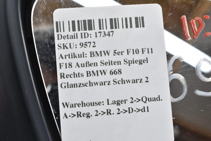 BMW 5er F10 F11 F18 Außen Seiten Spiegel Rechts BMW 668 Glanzschwarz Schwarz 2 Bild 6