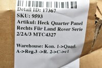 Heck Quarter Panel Rechts Für Land Rover Serie 2/2A/3 MTC4327 Bild 6