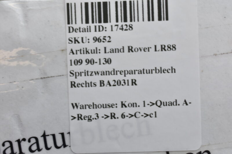 Land Rover LR88 109 90-130 Spritzwandreparaturblech Rechts BA2031R Bild 5