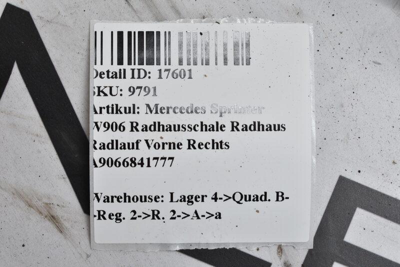 Mercedes Sprinter W906 Radhausschale Radhaus Radlauf Vorne Rechts A9066841777 Bild 5
