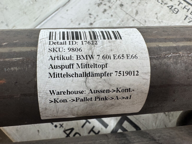 BMW 7 60i E65 E66  Auspuff Mitteltopf Mittelschalldämpfer 7519012 Bild 5
